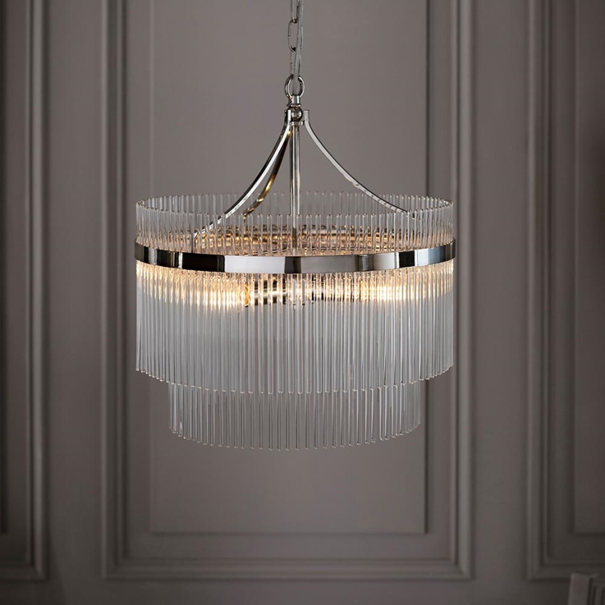 Endon 104112 - Lampadario a catena MARIETTA 5xE14/7W/230V cromo lucido/vetro trasparente