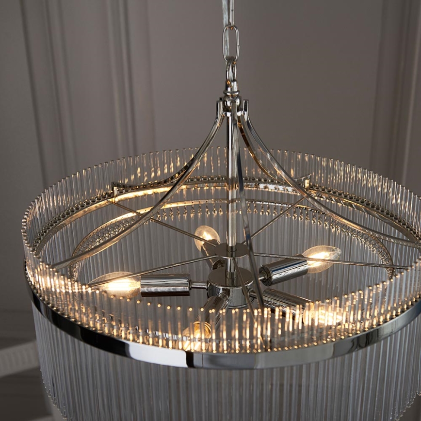 Endon 104112 - Lampadario a catena MARIETTA 5xE14/7W/230V cromo lucido/vetro trasparente