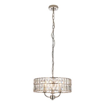 Endon 104466 - Lampadario a sospensione con catena CLIFTON 3xE14/6W/230V cromo lucido/limpido diametro 38,5 cm