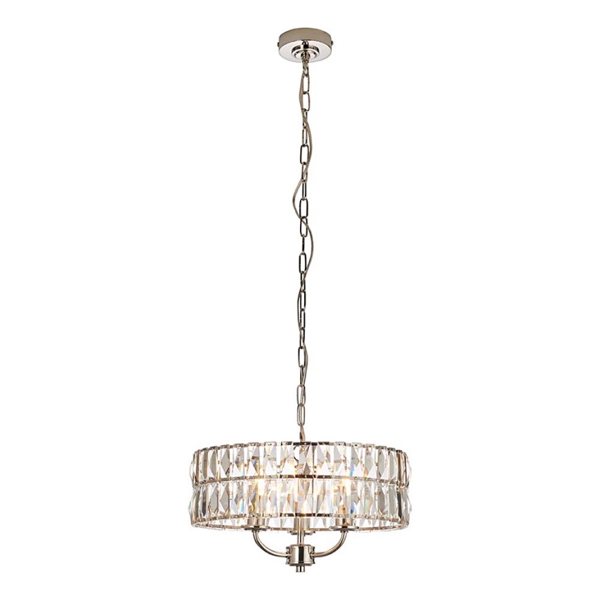Endon 104466 - Lampadario a sospensione con catena CLIFTON 3xE14/6W/230V cromo lucido/limpido diametro 38,5 cm