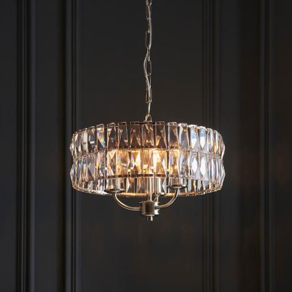Endon 104466 - Lampadario a sospensione con catena CLIFTON 3xE14/6W/230V cromo lucido/limpido diametro 38,5 cm