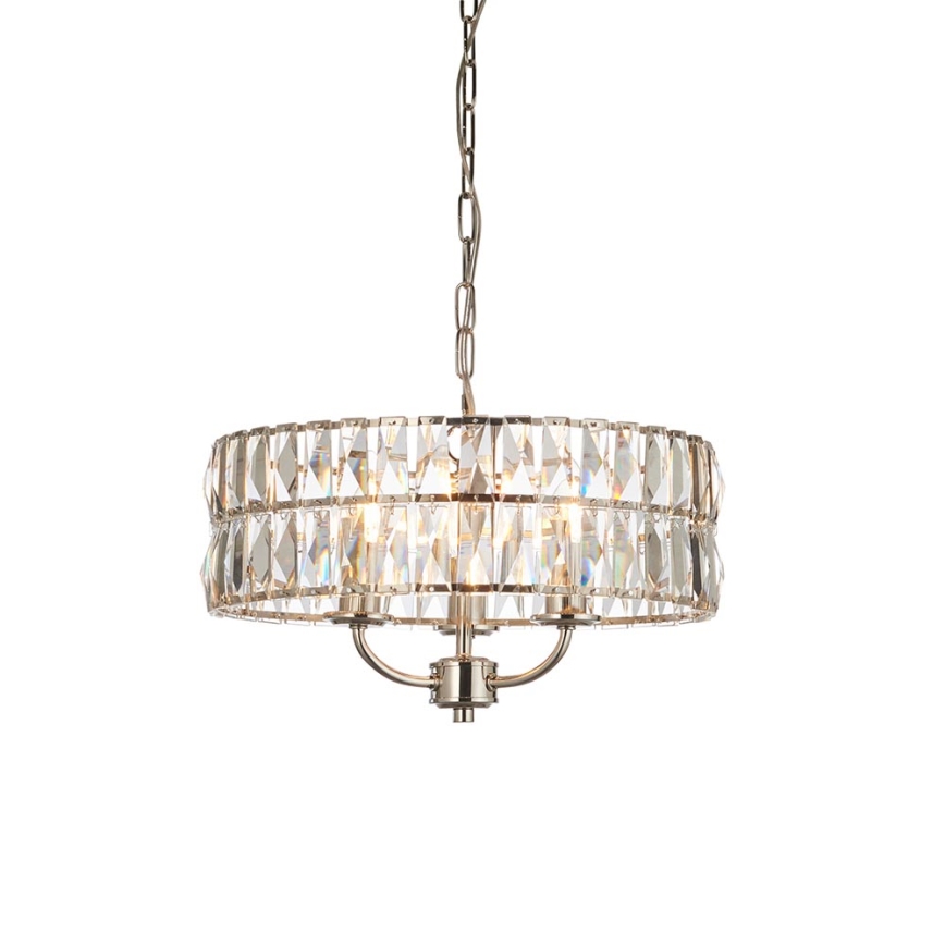 Endon 104466 - Lampadario a sospensione con catena CLIFTON 3xE14/6W/230V cromo lucido/limpido diametro 38,5 cm
