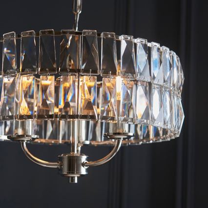 Endon 104466 - Lampadario a sospensione con catena CLIFTON 3xE14/6W/230V cromo lucido/limpido diametro 38,5 cm