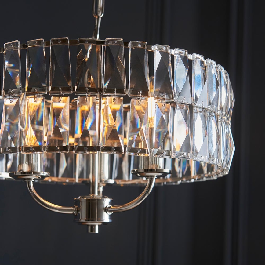 Endon 104466 - Lampadario a sospensione con catena CLIFTON 3xE14/6W/230V cromo lucido/limpido diametro 38,5 cm