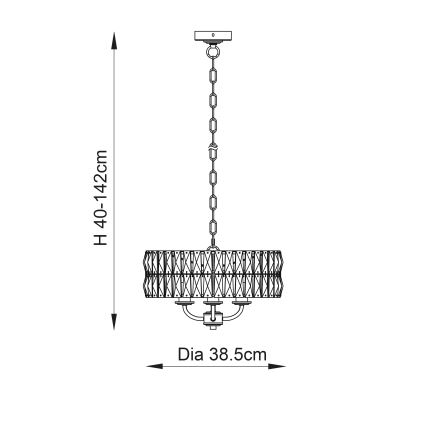 Endon 104466 - Lampadario a sospensione con catena CLIFTON 3xE14/6W/230V cromo lucido/limpido diametro 38,5 cm