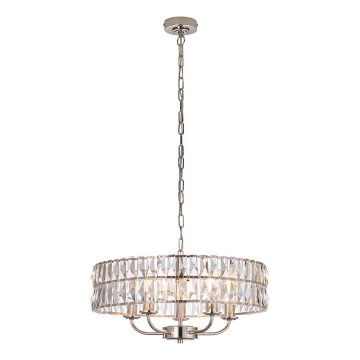 Endon 104467 - Lampadario a sospensione con catena CLIFTON 5xE14/6W/230V cromo lucido/limpido diametro 50,5 cm
