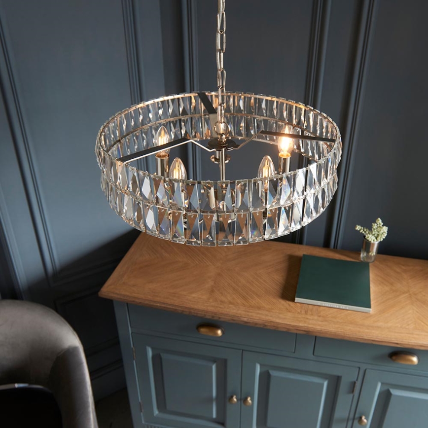 Endon 104467 - Lampadario a sospensione con catena CLIFTON 5xE14/6W/230V cromo lucido/limpido diametro 50,5 cm