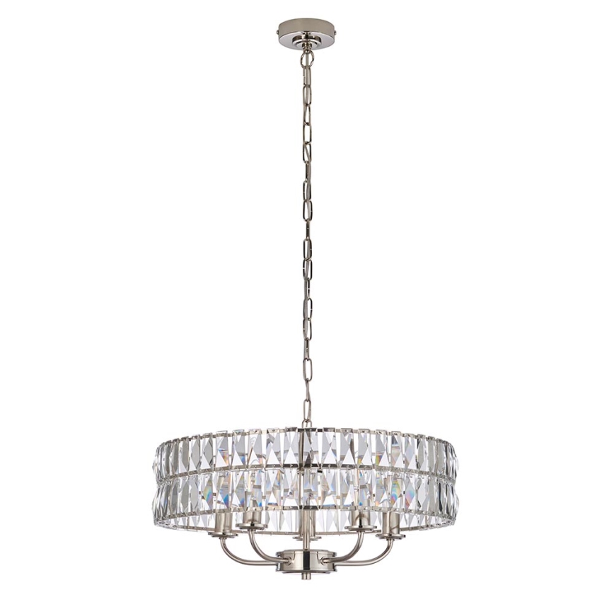 Endon 104467 - Lampadario a sospensione con catena CLIFTON 5xE14/6W/230V cromo lucido/limpido diametro 50,5 cm