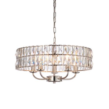 Endon 104467 - Lampadario a sospensione con catena CLIFTON 5xE14/6W/230V cromo lucido/limpido diametro 50,5 cm