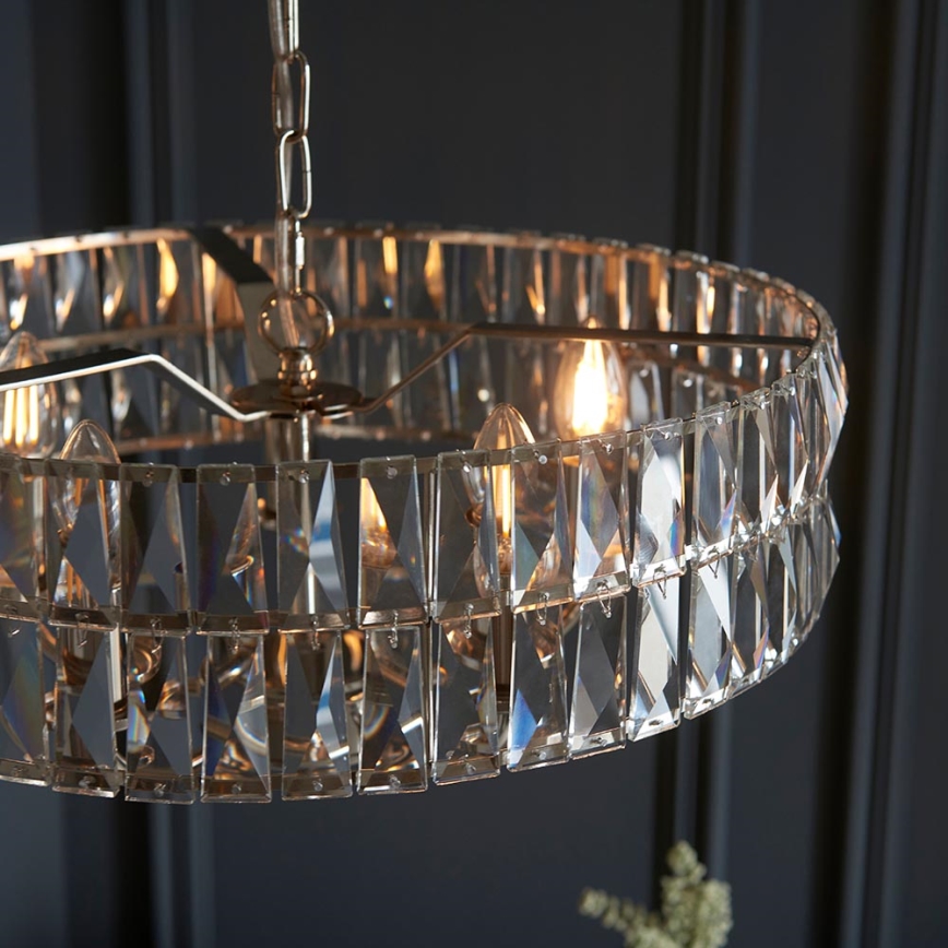 Endon 104467 - Lampadario a sospensione con catena CLIFTON 5xE14/6W/230V cromo lucido/limpido diametro 50,5 cm