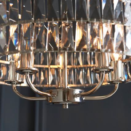 Endon 104467 - Lampadario a sospensione con catena CLIFTON 5xE14/6W/230V cromo lucido/limpido diametro 50,5 cm