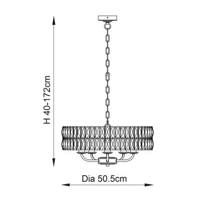Endon 104467 - Lampadario a sospensione con catena CLIFTON 5xE14/6W/230V cromo lucido/limpido diametro 50,5 cm