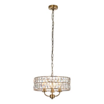 Endon 106243 - Lampadario a catena CLIFTON 3xE14/6W/230V Ø 38,5 cm ottone/trasparente