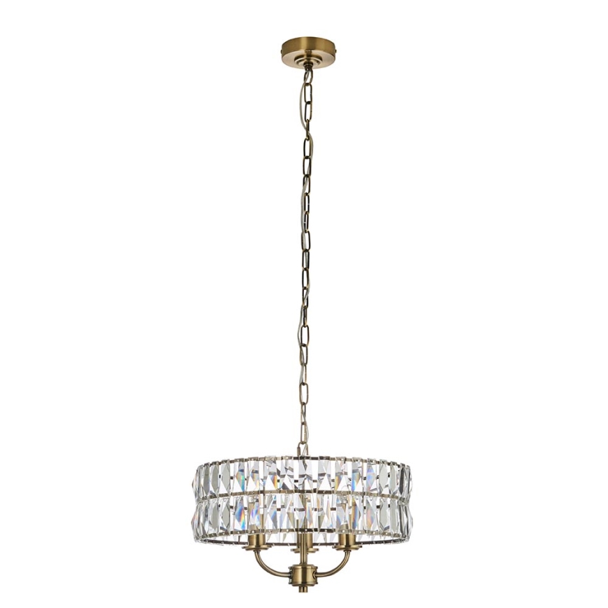 Endon 106243 - Lampadario a catena CLIFTON 3xE14/6W/230V Ø 38,5 cm ottone/trasparente