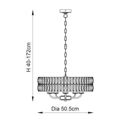 Endon 106244 - Lampadario a catena CLIFTON 5xE14/6W/230V in ottone/vetro trasparente