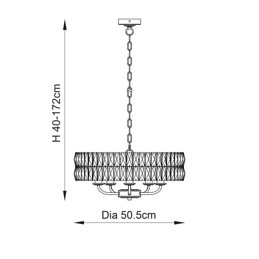 Endon 106244 - Lampadario a catena CLIFTON 5xE14/6W/230V in ottone/vetro trasparente