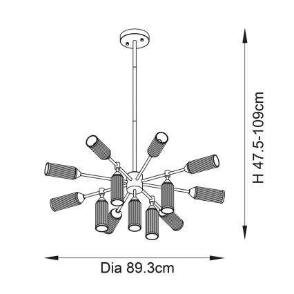 Endon 106256 - Lampadario a sospensione con supporto rigido TOUR 13xG9/3W/230V ottone
