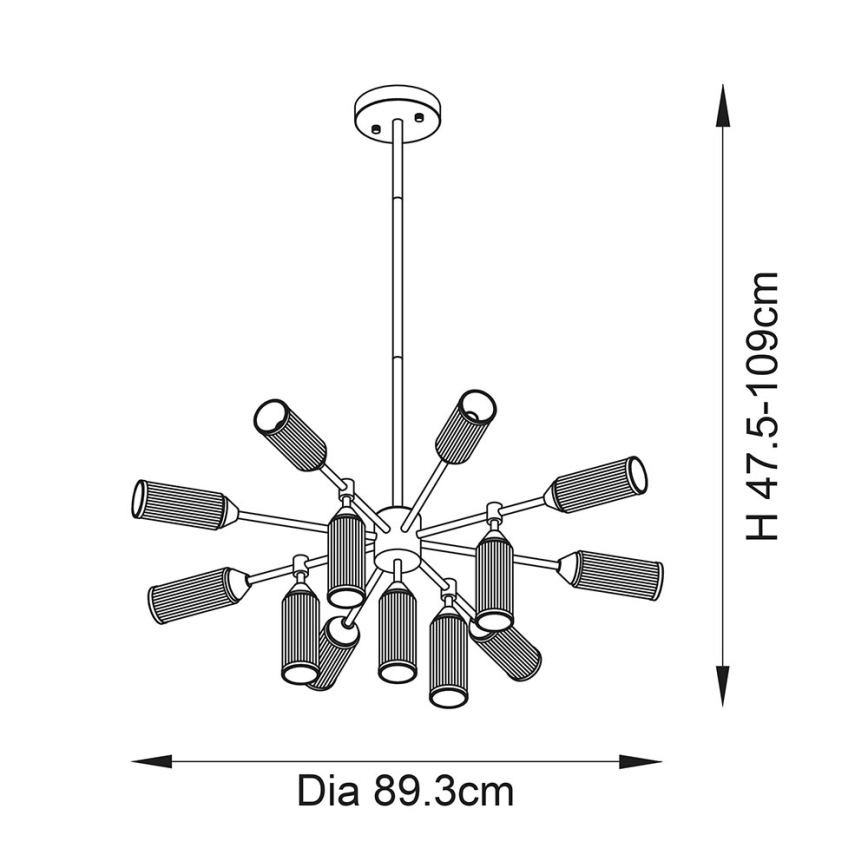 Endon 106256 - Lampadario a sospensione con supporto rigido TOUR 13xG9/3W/230V ottone