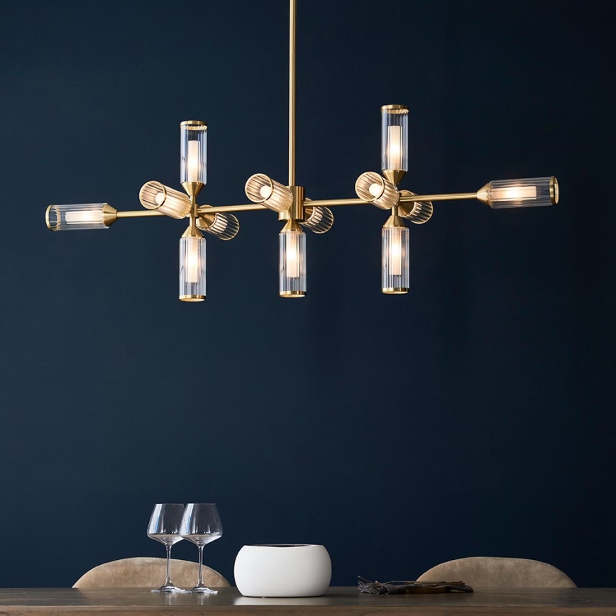 Endon 106259 - Lampadario a sospensione con supporto rigido TOUR 13xG9/3W/230V ottone