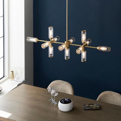 Endon 106259 - Lampadario a sospensione con supporto rigido TOUR 13xG9/3W/230V ottone