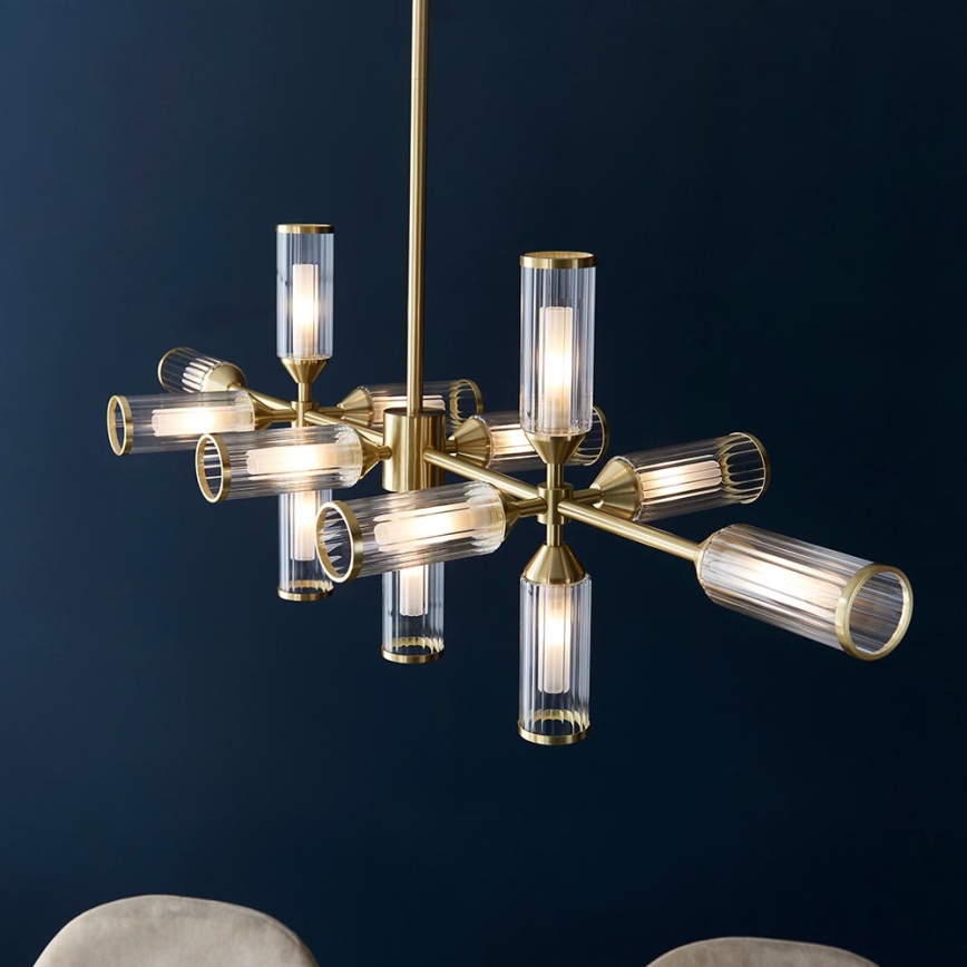 Endon 106259 - Lampadario a sospensione con supporto rigido TOUR 13xG9/3W/230V ottone