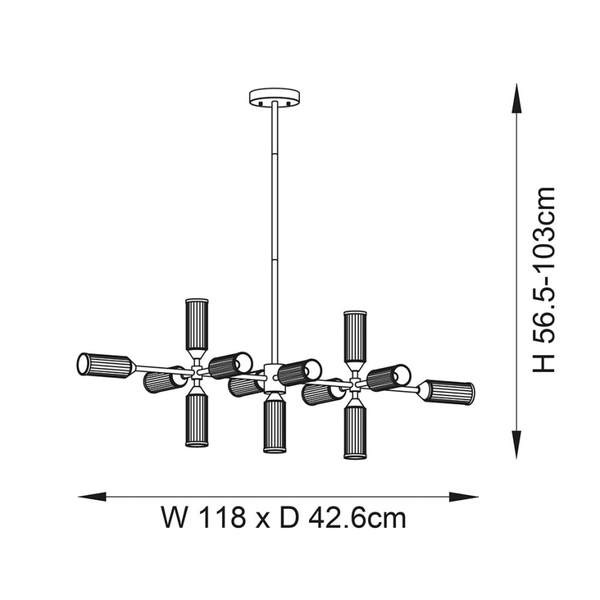 Endon 106259 - Lampadario a sospensione con supporto rigido TOUR 13xG9/3W/230V ottone