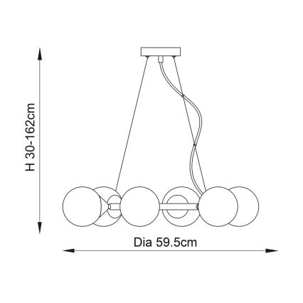 Endon 106390 - Lampadario sospeso su cavo OTIS 6xG9/3W/230V dorato