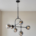 Endon 106661 - Lampadario a stelo ONTARIO 6xE14/7W/230V nero/nero fumé