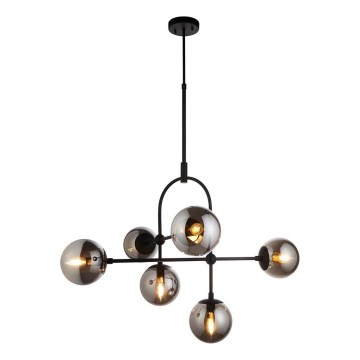 Endon 106661 - Lampadario a stelo ONTARIO 6xE14/7W/230V nero/nero fumé