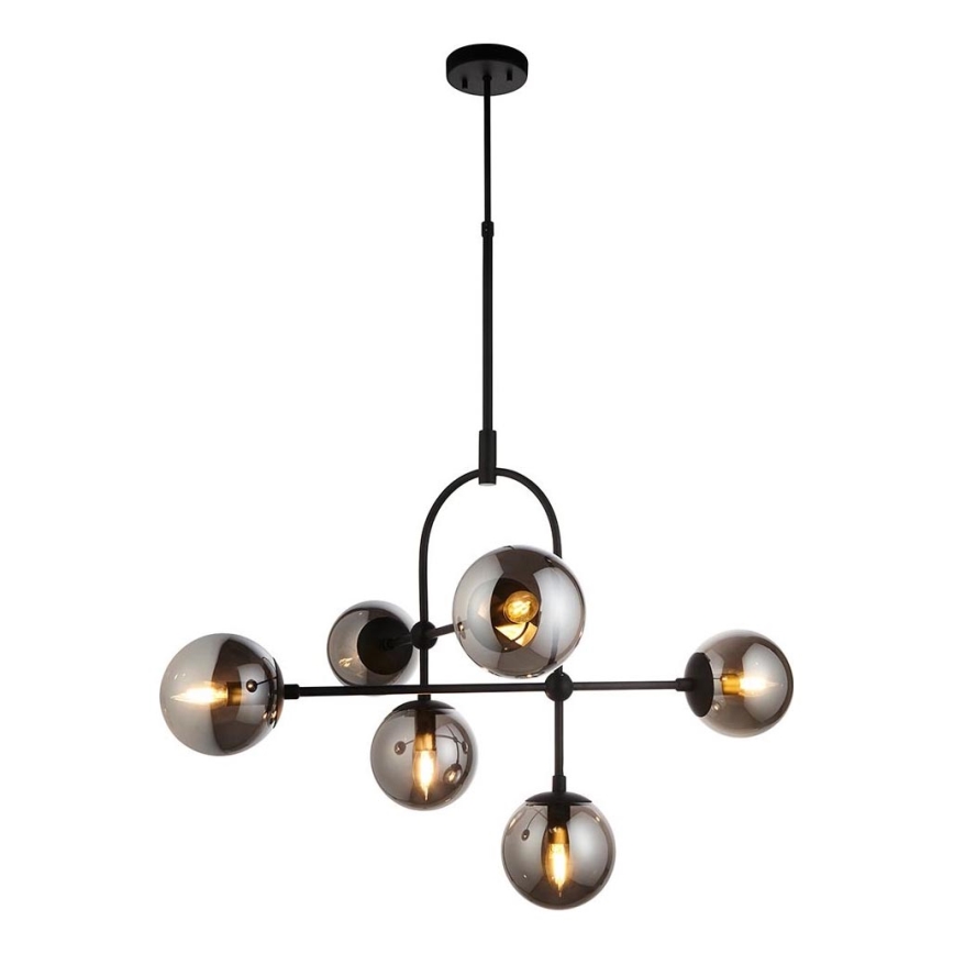 Endon 106661 - Lampadario a stelo ONTARIO 6xE14/7W/230V nero/nero fumé