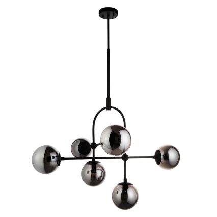 Endon 106661 - Lampadario a stelo ONTARIO 6xE14/7W/230V nero/nero fumé