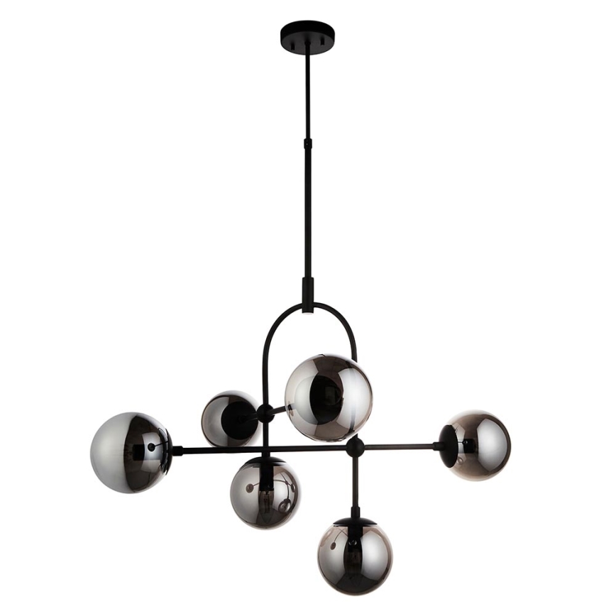Endon 106661 - Lampadario a stelo ONTARIO 6xE14/7W/230V nero/nero fumé