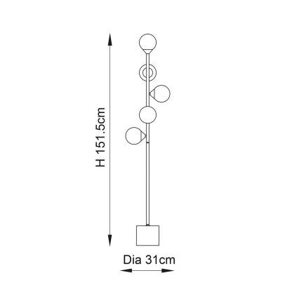 Endon 106756 - Lampada da terra OTIS 5xG9/3W/230V dorata