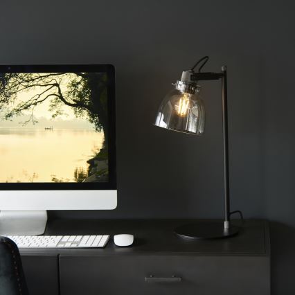 Endon 107012 - Lampada da tavolo URBAN 1xE27/10W/230V nero/nero fumé