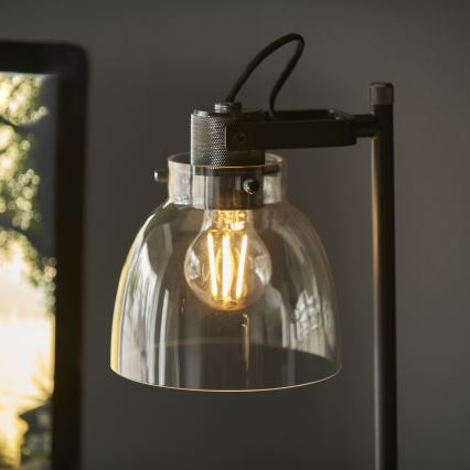 Endon 107012 - Lampada da tavolo URBAN 1xE27/10W/230V nero/nero fumé