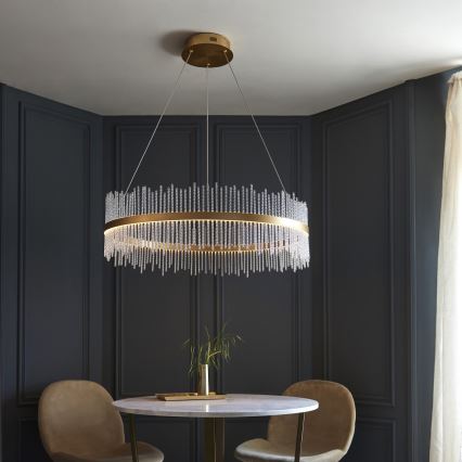 Endon 107672 - Lampadario LED dimmerabile a sospensione con cavo ADRIEL LED/83W/230V 3000K Ø 89 cm oro/trasparente