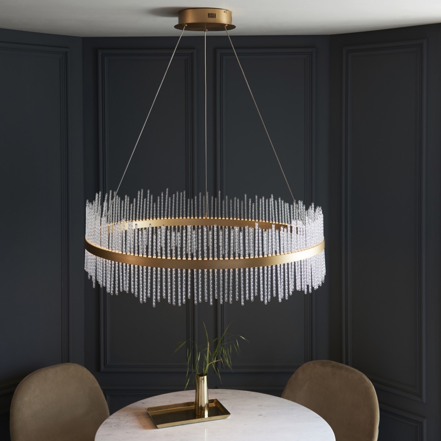 Endon 107672 - Lampadario LED dimmerabile a sospensione con cavo ADRIEL LED/83W/230V 3000K Ø 89 cm oro/trasparente