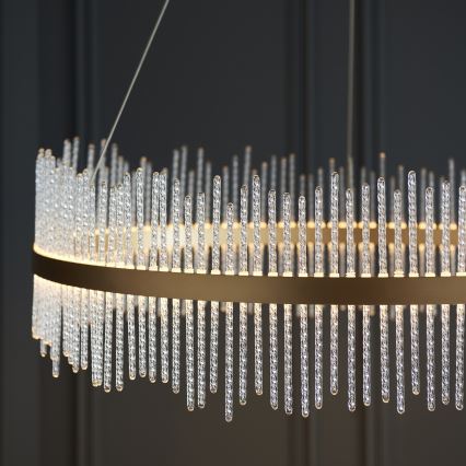 Endon 107672 - Lampadario LED dimmerabile a sospensione con cavo ADRIEL LED/83W/230V 3000K Ø 89 cm oro/trasparente