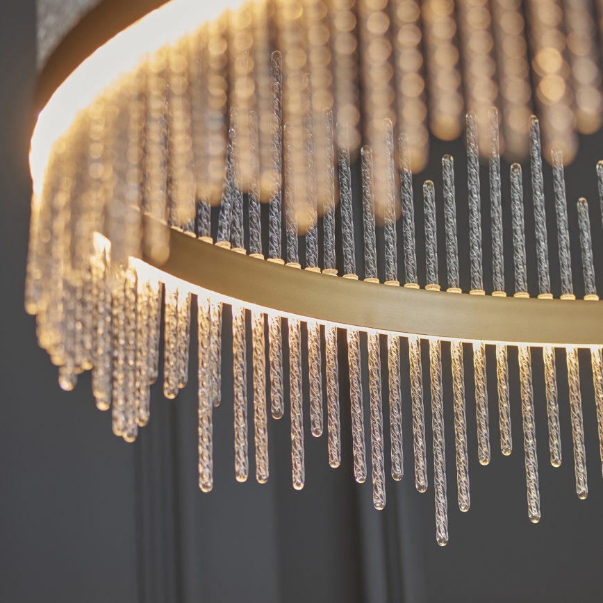 Endon 107672 - Lampadario LED dimmerabile a sospensione con cavo ADRIEL LED/83W/230V 3000K Ø 89 cm oro/trasparente