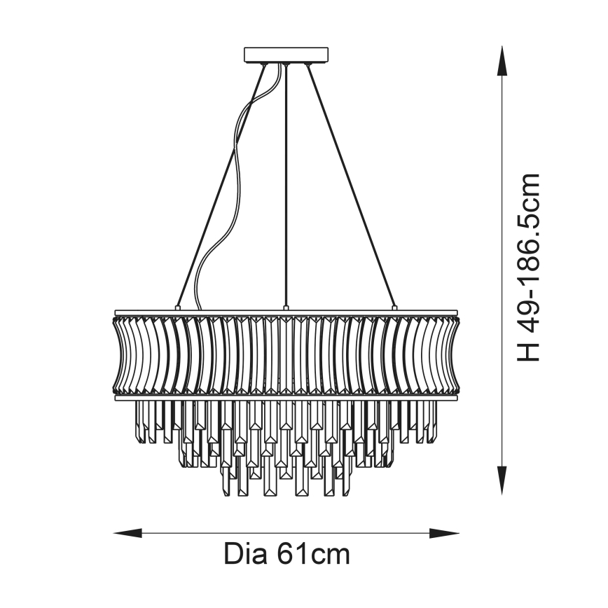 Endon 107785 - Lampadario sospeso a cavo 9x E14/6W/230V, ottone