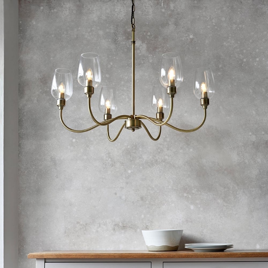 Endon 107791 - Lampadario a catena 6xE14/6W/230V in ottone