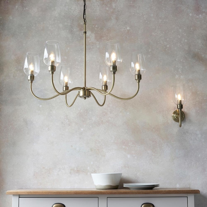 Endon 107791 - Lampadario a catena 6xE14/6W/230V in ottone