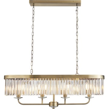 Endon 110539 - Lampadario a catena CHESTERFIELD 4xE14/6W/230V in ottone