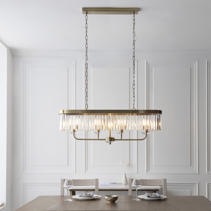 Endon 110539 - Lampadario a catena CHESTERFIELD 4xE14/6W/230V in ottone