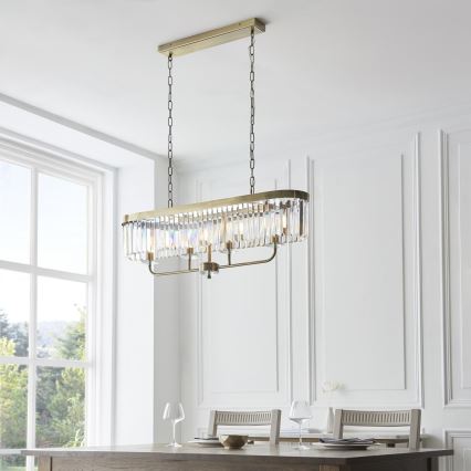 Endon 110539 - Lampadario a catena CHESTERFIELD 4xE14/6W/230V in ottone
