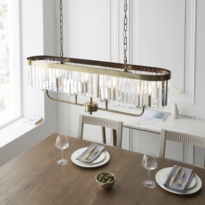 Endon 110539 - Lampadario a catena CHESTERFIELD 4xE14/6W/230V in ottone
