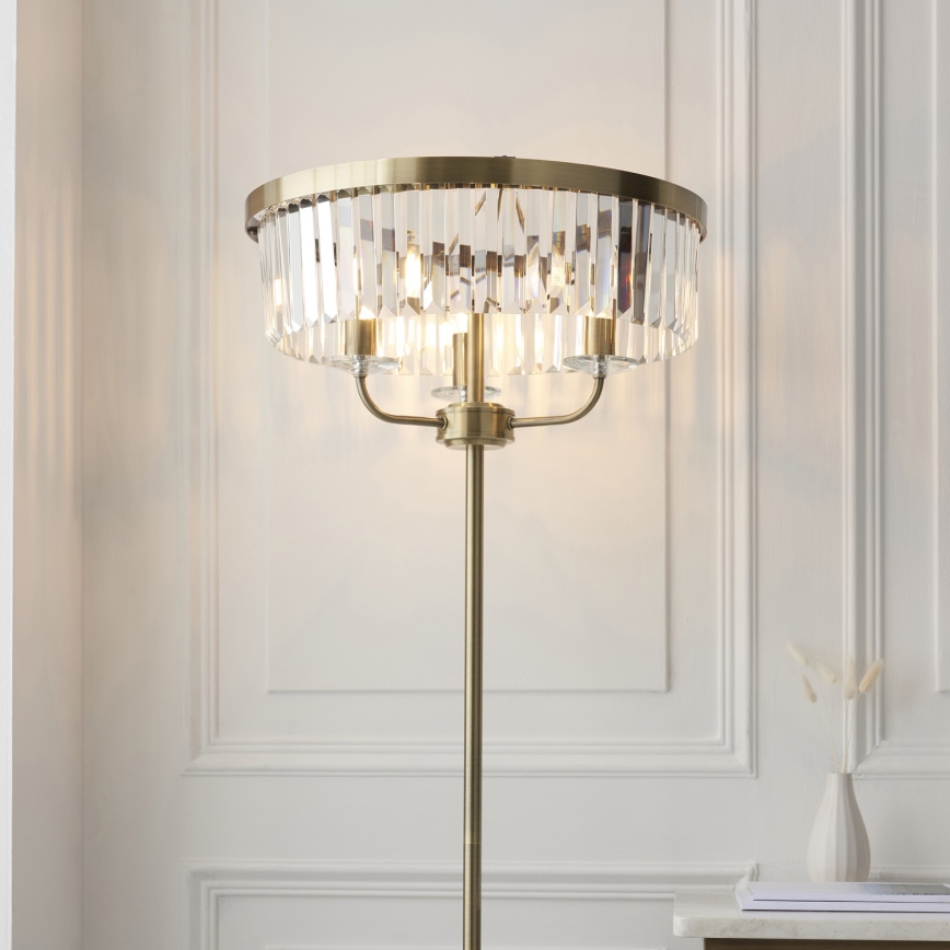 Endon 110644 - Lampada con piedistallo CHESTERFIELD 3xE14/6W/230V ottone