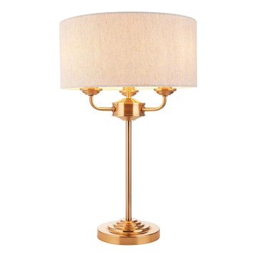 Endon 110721 - Lampada da tavolo HIGHCLERE 3xE14/18W/230V beige/ottone