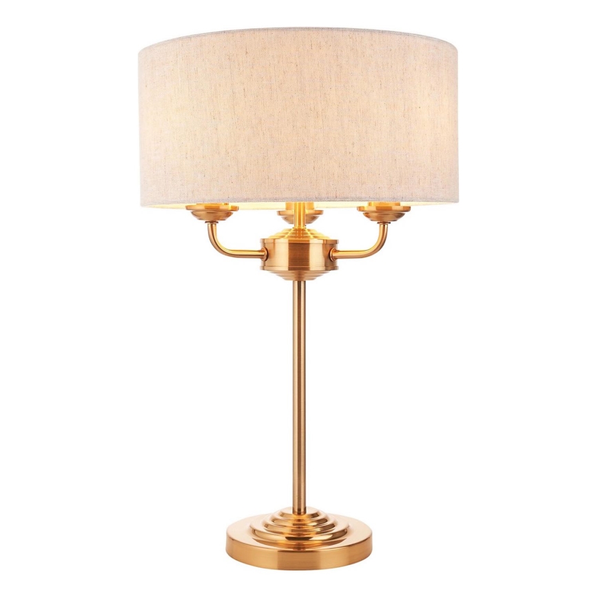 Endon 110721 - Lampada da tavolo HIGHCLERE 3xE14/18W/230V beige/ottone