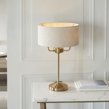 Endon 110721 - Lampada da tavolo HIGHCLERE 3xE14/18W/230V beige/ottone